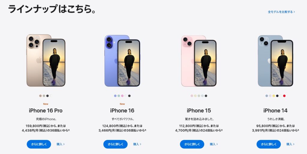 iPhoneの最新ラインナップ